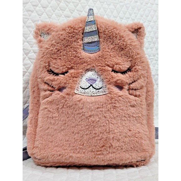 UnderOneSky Girls Soft Plush Mini Backpack Unicorn Adjustable Iridescent Straps - Picture 4 of 16